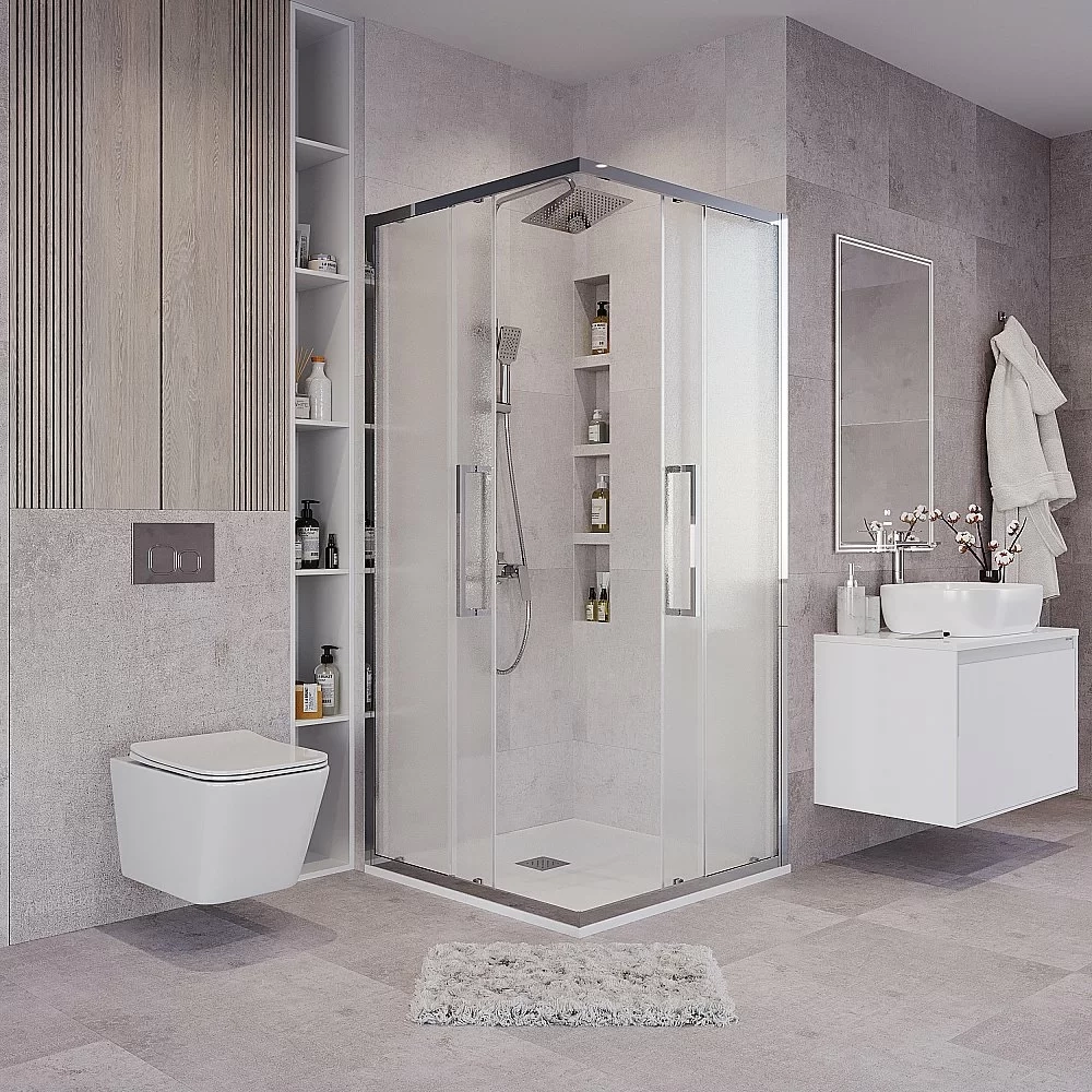 Душевой уголок Grossman Cosmo 300.K33.02.8080.10.02 80x80 стекло шиншилла/профиль хром