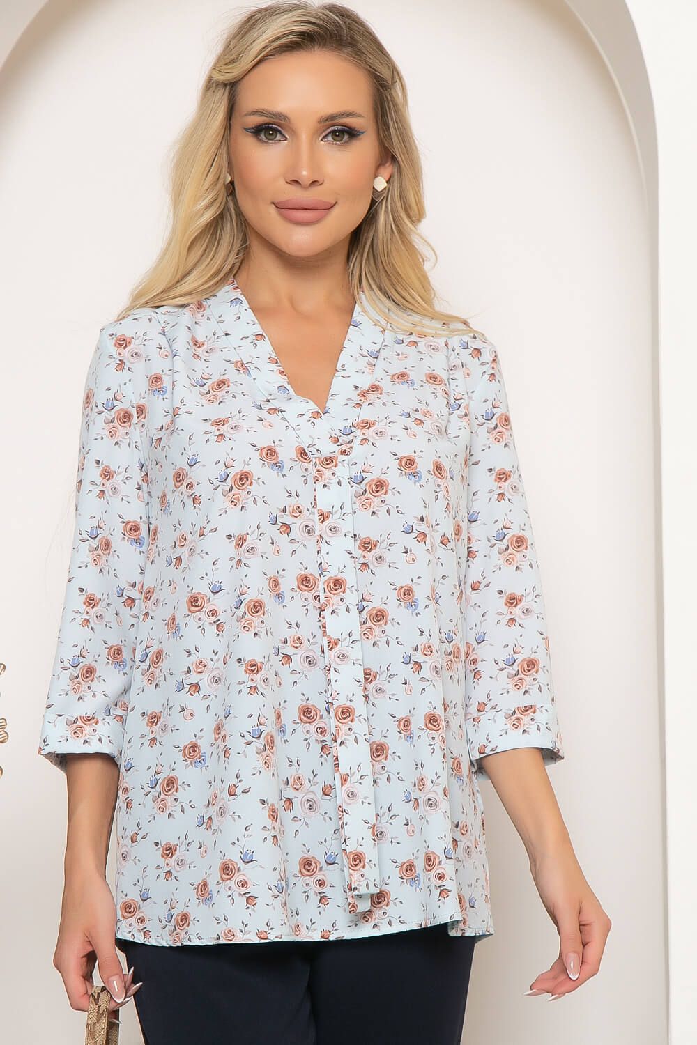 Блуза "Правила успеха" (нежно-голубая) Б4159 LT Collection (Акция)