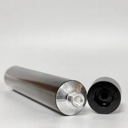 Тюбик алюминиевый 50 мл черный с черным рифленым колпачком (накручен) + Черный гладкий бушон