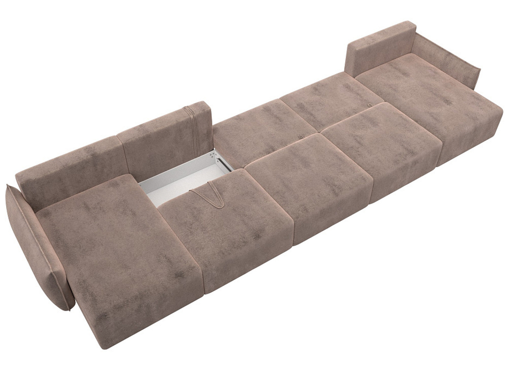 Диван П-образный Лига-051 НПБ МегаЛонг ВЕЛЮР TOWER 05 бежевый