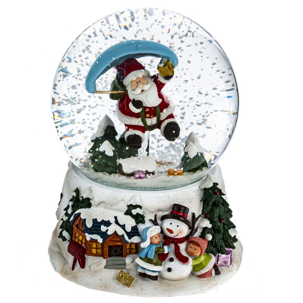 GAEM Фигурка декор в стекл шаре "Санта" (муз с ключ), D10 см, L10 W10 H14 см