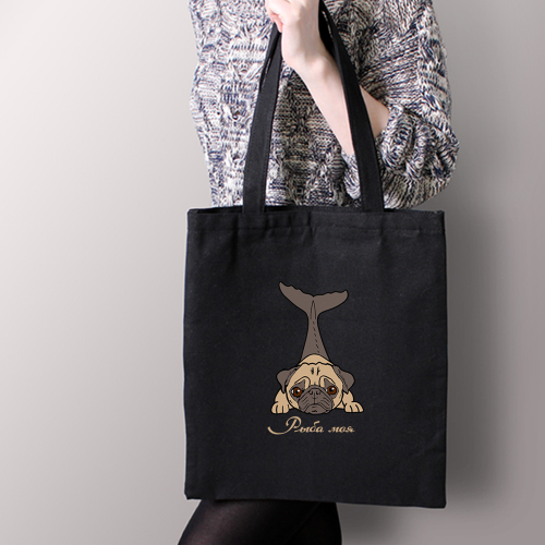 Тканевая сумка "Мопс - рыба моя"