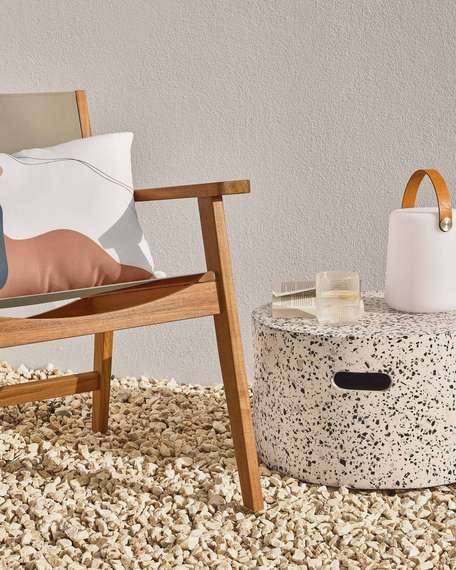 Журнальный столик Jenell, Ø52 см, белый терраццо