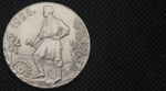 1 рубль 1925 года СССР Рабочий держит молот. Молотобоец. Пролетарии всех стран. Копия пробной монеты никель