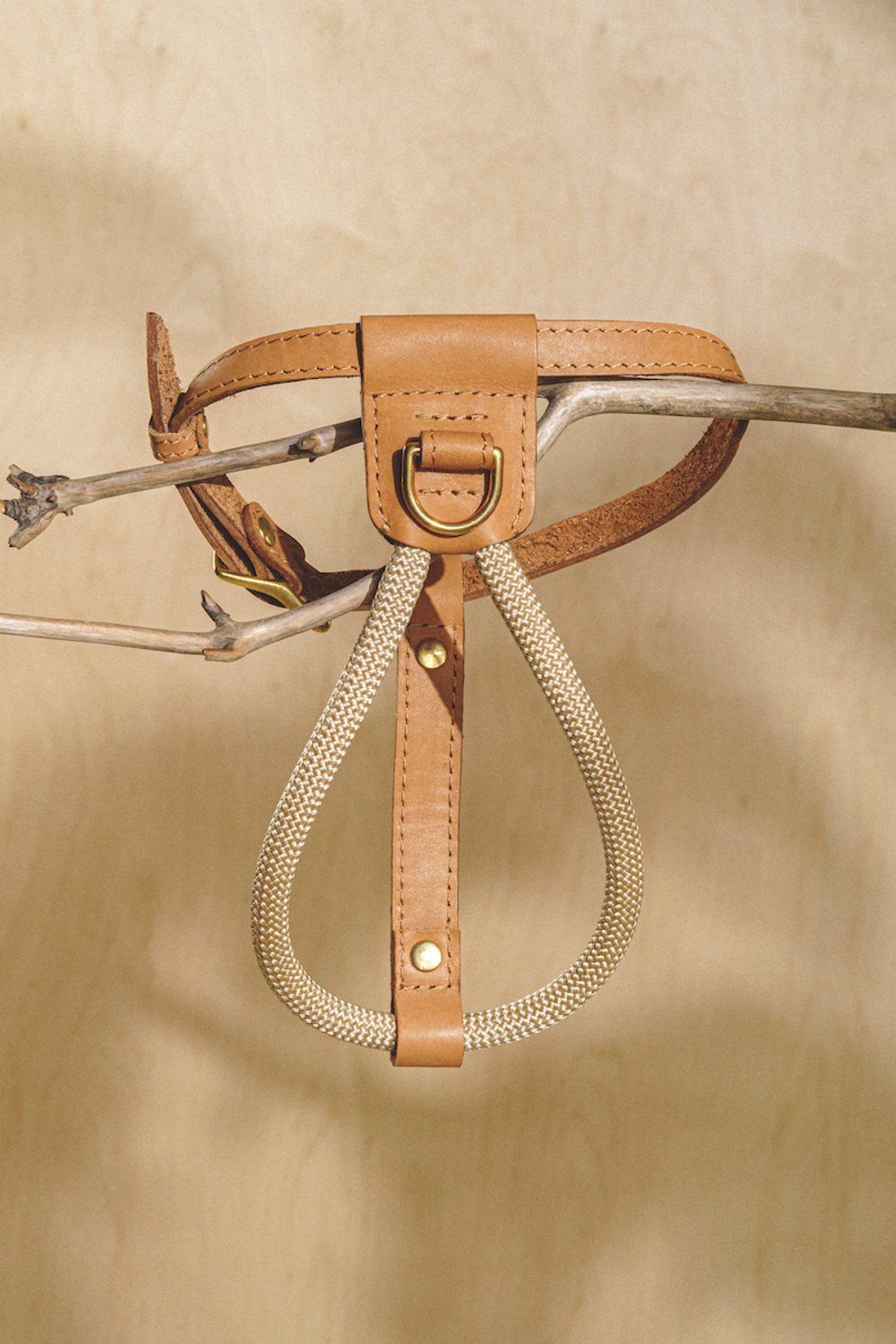 Шлейка "Пони-Макарони" Рыжая (бежевый канат)