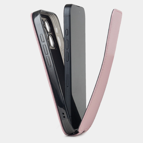 Чехол iPhone 16 Pro натуральная кожа козы, пудрового цвета