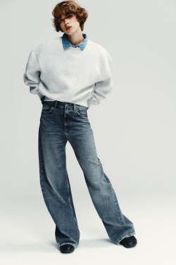 ZARA ДЖИНСЫ TRF EXTRA WIDE LEG С ВЫСОКОЙ ПОСАДКОЙ, ИНДИГО