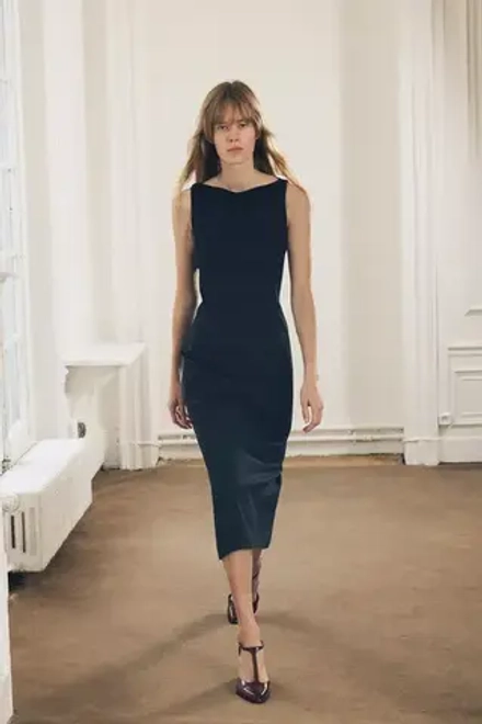 ZARA ПЛАТЬЕ МИДИ БЕЗ РУКАВОВ — ZW COLLECTION, ЧЕРНЫЙ