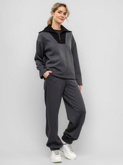 Свитшот с декорированным воротом, женский, цвет "Пепел костра"