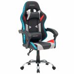 Кресло компьютерное CROMEX (КРОМЕКС) "Quantum GM-155 RGB", подсветка, две подушки, экокожа, черное/красное/серое, 532955