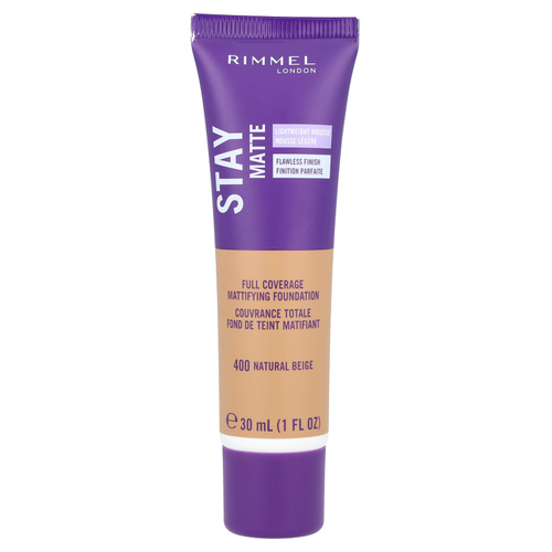 Rimmel London, Stay Matte, матирующий тональный крем с полным покрытием, оттенок 400 натуральный бежевый, 30 мл (1 жидк. унция)