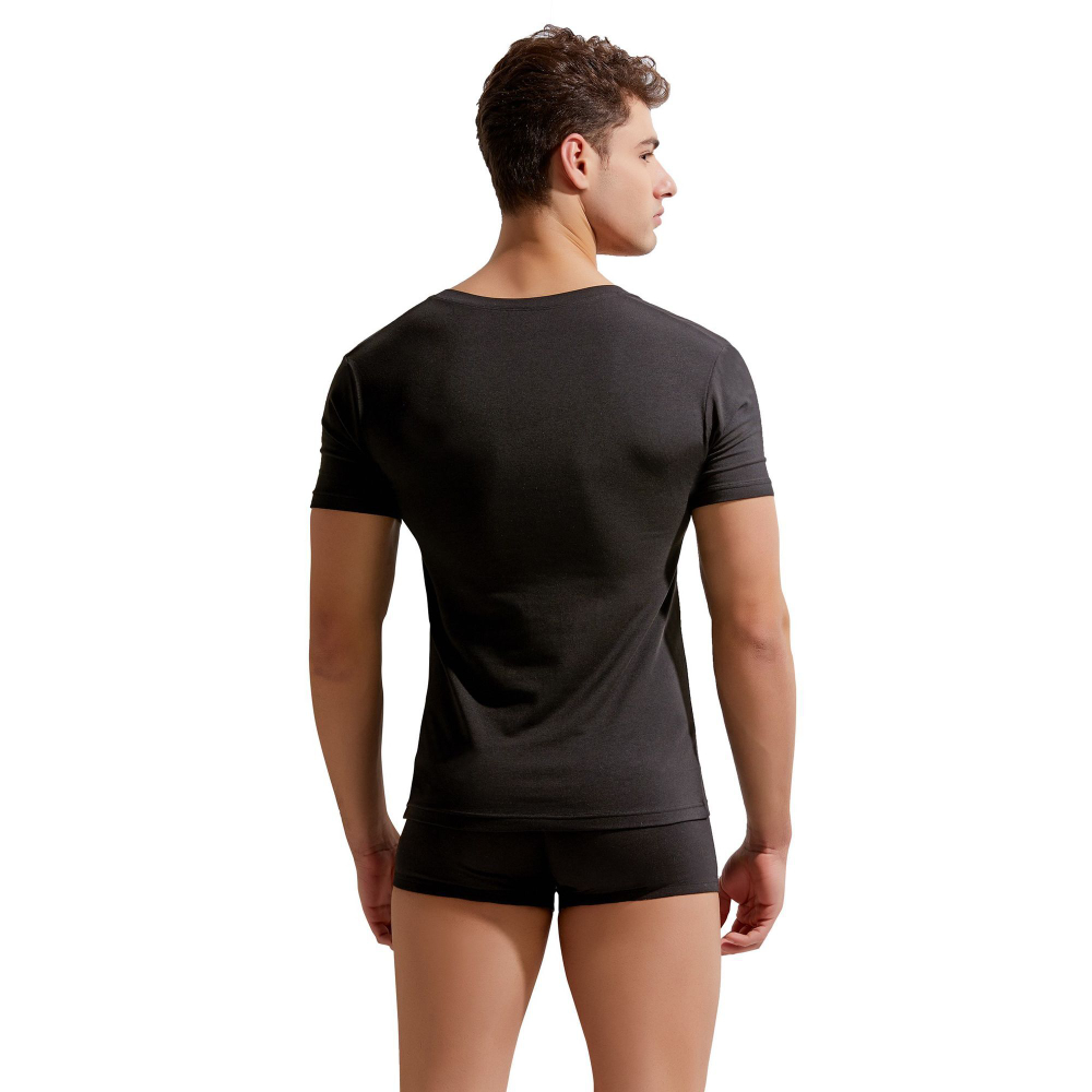 Мужская футболка с глубоким V-образным вырезом Gauvine (Размер: L) (Цвет: черный)