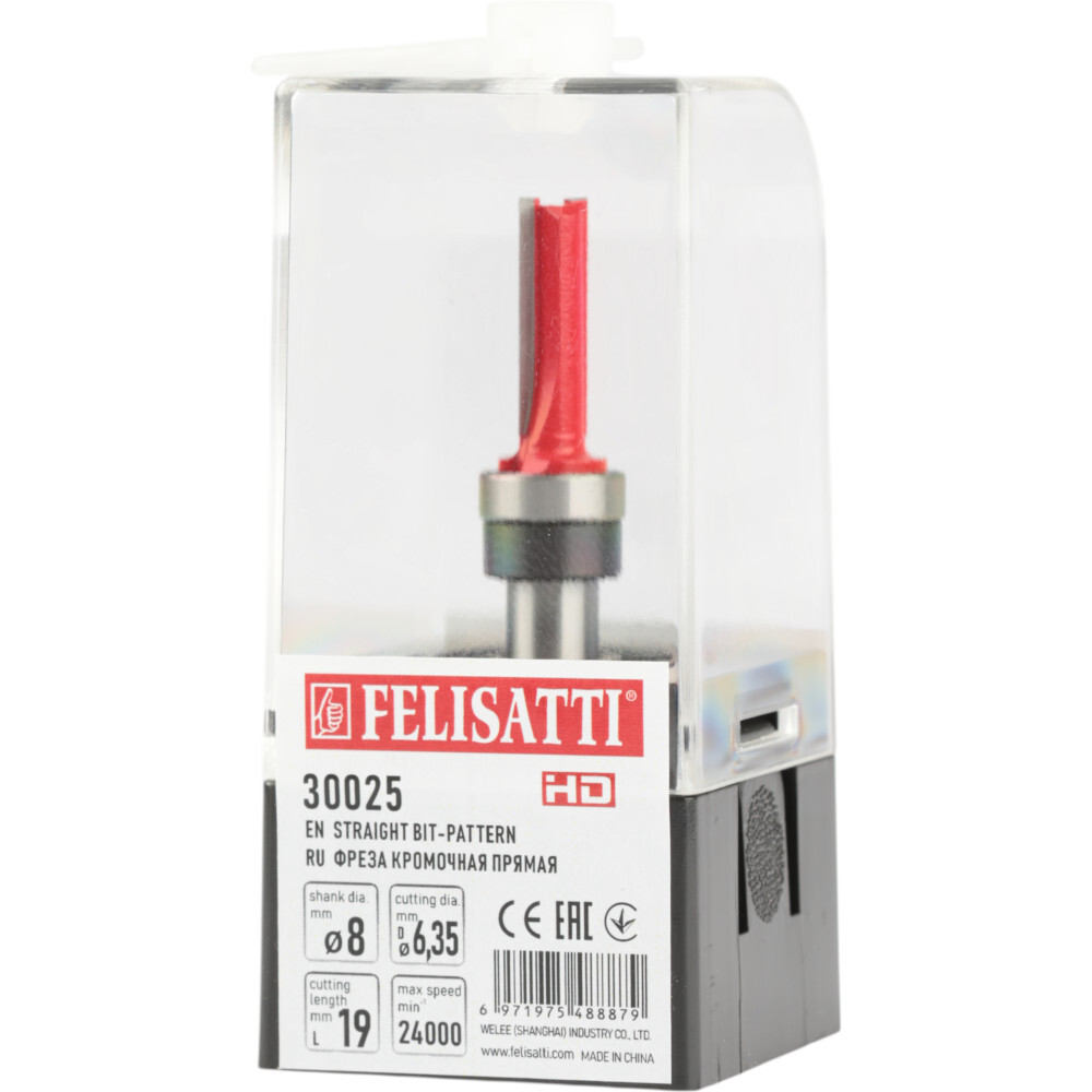 Фреза кромочная прямая FELISATTI 6.35х19мм хвостовик 8мм   30025