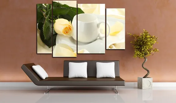 Модульная картина "Кремовые розы"