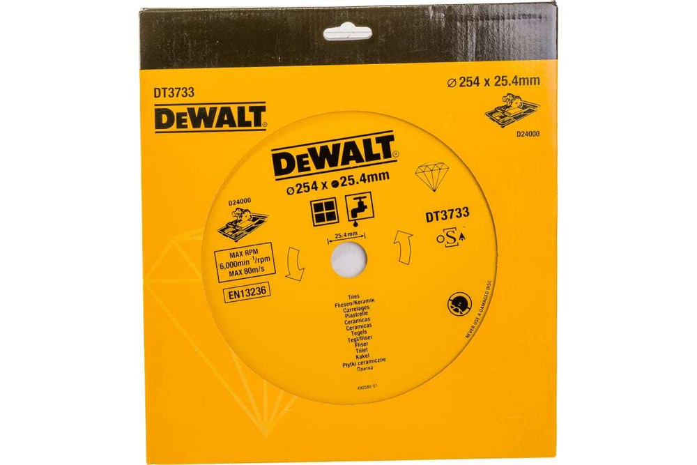 Диск алмазный по плитке (254х25.4 мм) для плиткореза D24000 DEWALT DT 3733