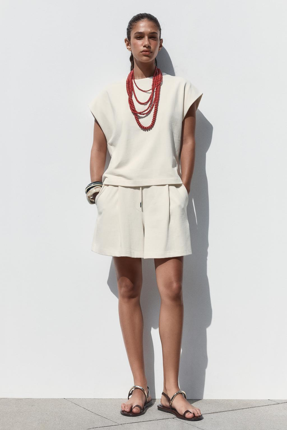 ZARA ТОП В СТИЛЕ РУСТИК, ЭКРЮ