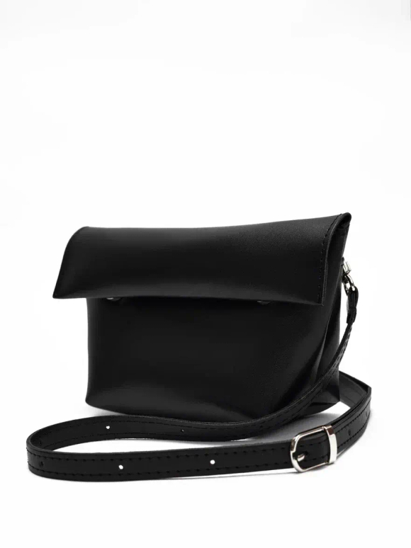 cумка через плечо трапеция черная эко