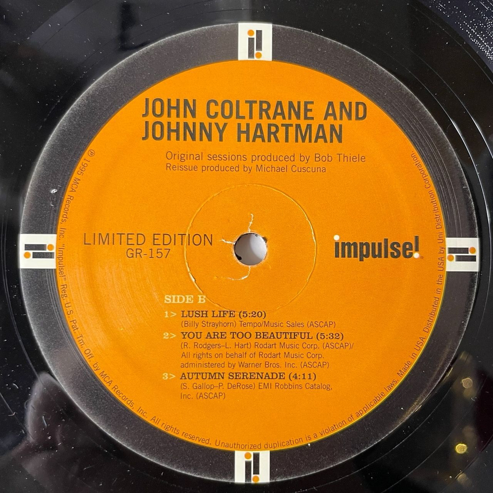Виниловая пластинка LP John Coltrane And Johnny Hartman (USA 2009) Limited Edition