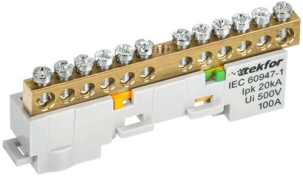 Шина PE &quot;земля&quot; неизол. на универс. держ. 6х9-12-Ж TEKFOR IEK TF-NN10-12-DL-K05