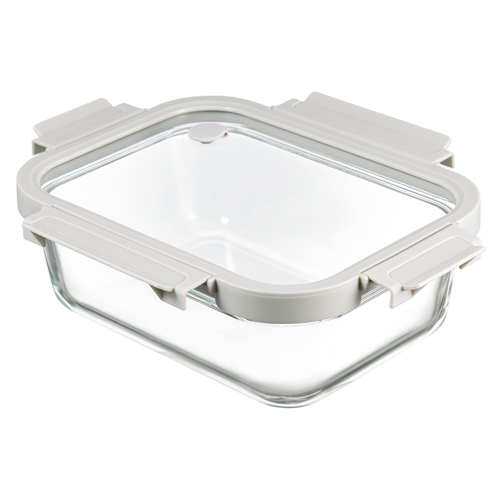 Контейнер для запекания и хранения прямоугольный Click Glass, 1,5 л, светло-серый