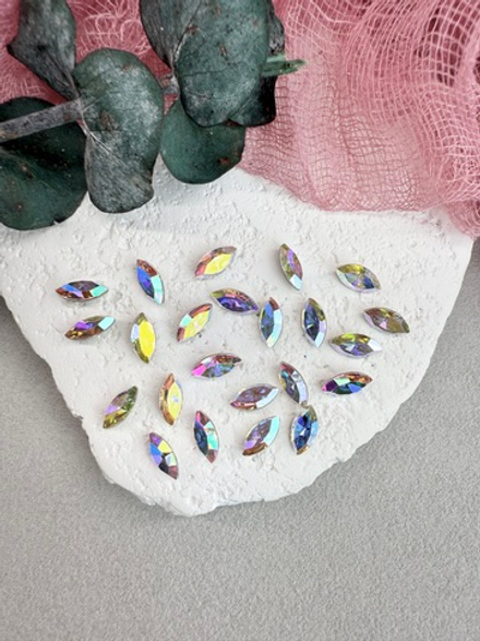 Наветт Navette 10*5 мм, Crystal Ab