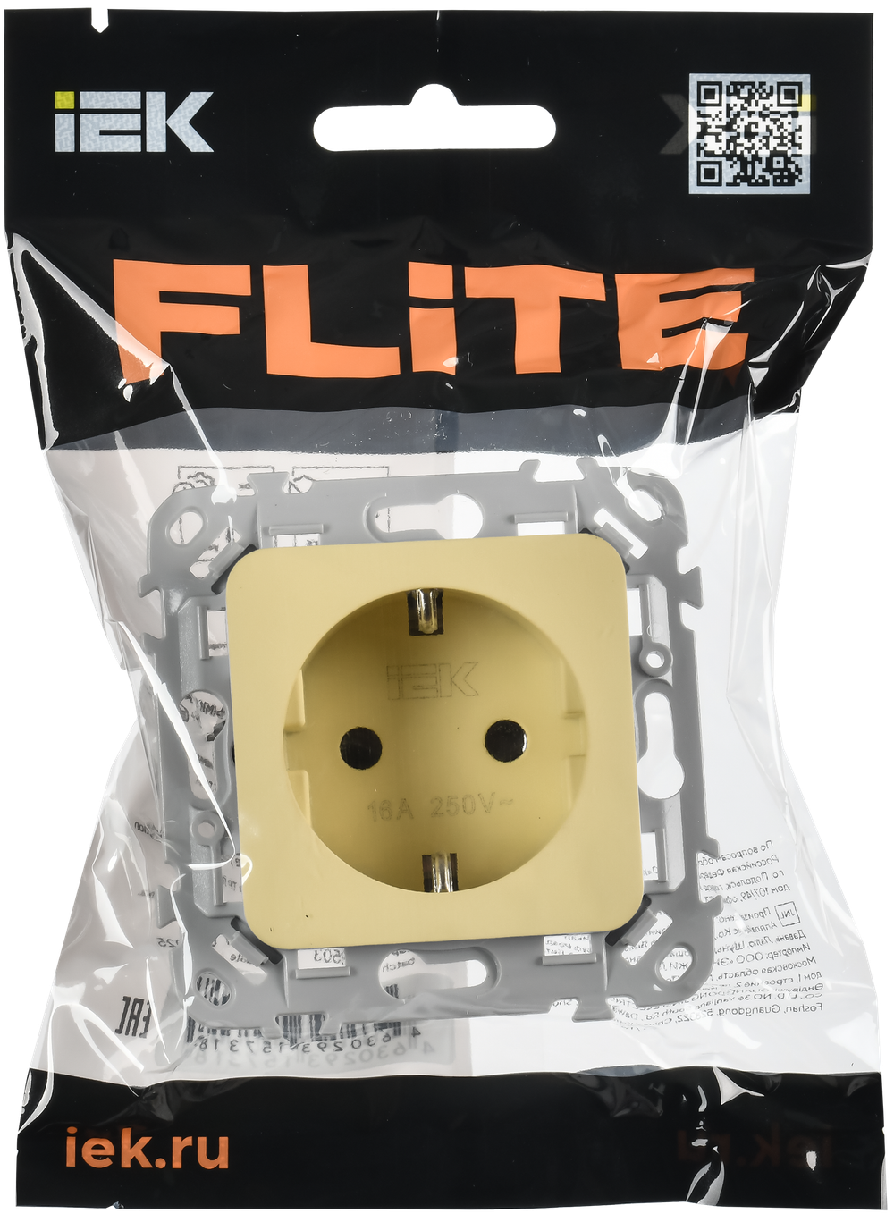 FLITE Розетка с заземлением с защитными шторками безвинтовое крепление 16А РСш11-1-ФлН навахо IEK