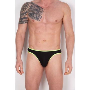 Мужские трусы стринги черные с зеленой резинкой Cosmos Colors PC10_BG