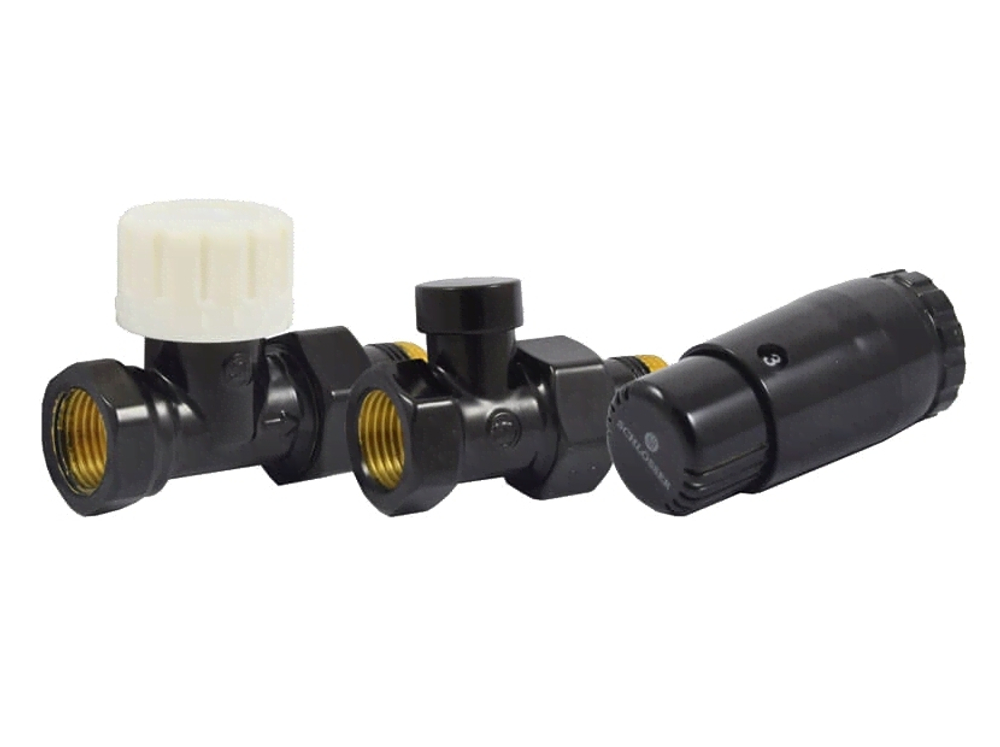Комплект подключения SCHLOSSER STANDARD MINI 1/2quot; прямой, Ral 9005, с термоголовкой MINI М30х1,5