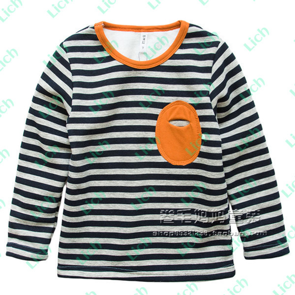 Толстовка детская в полоску и декоративными заплатками