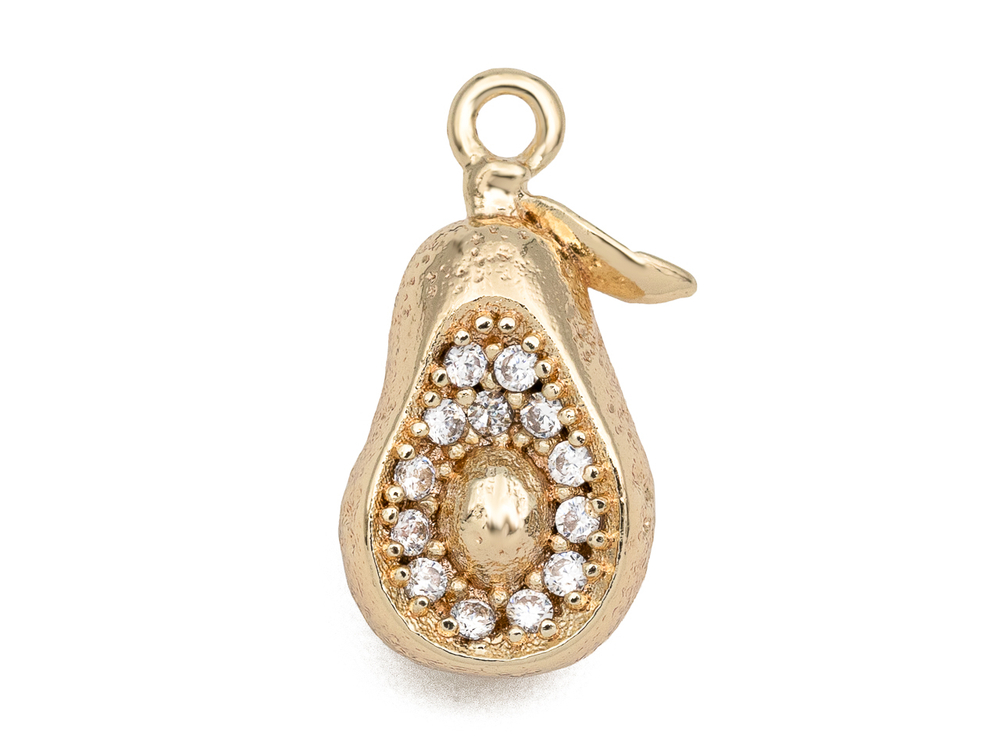 50939-з Подвеска "Груша" со стразами 16мм, позолота
