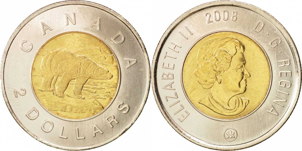 Канада 2 доллара, 2006-2012 Белый медведь XF