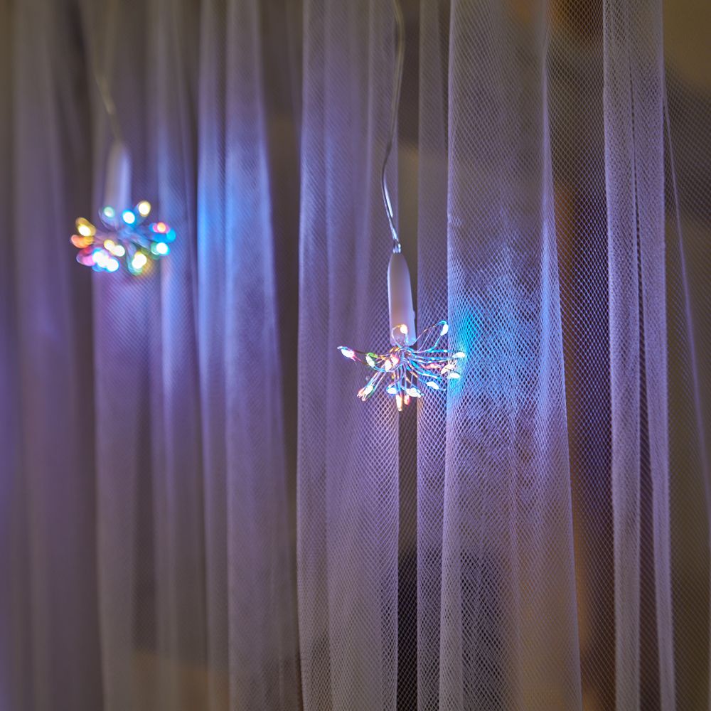 ULD-S0250-200-STA MULTI IP44 STARBURST Гирлянда светодиодная Звезда. 2.5м. 200 светодиодов. Разноцветный свет. Провод прозрачный. ТМ Uniel