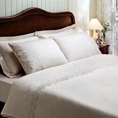 Постельное белье Clarisa бежевый с кружевом deluxe TIVOLYO HOME Турция