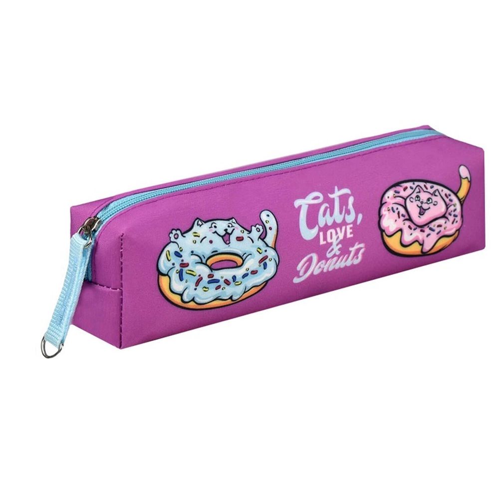 Пенал мягкий тубус 200х40 Феникс Пончики, микрофибра на ПВХ-основе