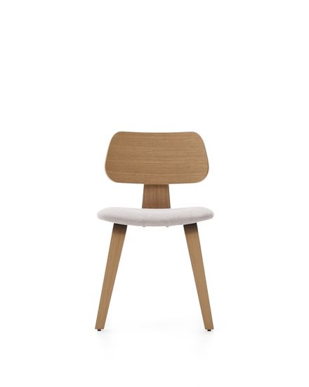 Стул Gena из бежевого шенилла с каркасом из шпона дуба и каучукового дерева Испания La Forma