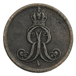 Монета Германии (Ганновер) 1 пфенниг 1861 год
