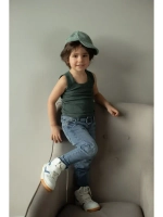 Темно-зеленая майка детская базовая