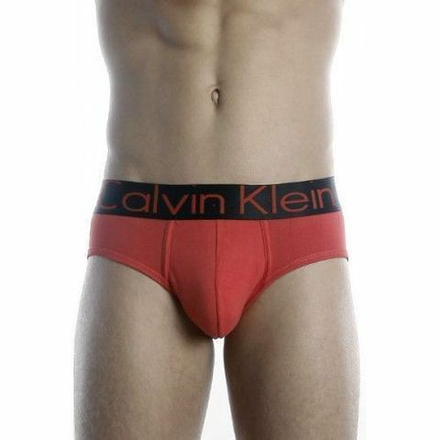 Мужские трусы брифы красные Calvin Klein Steel Black Waistband Red