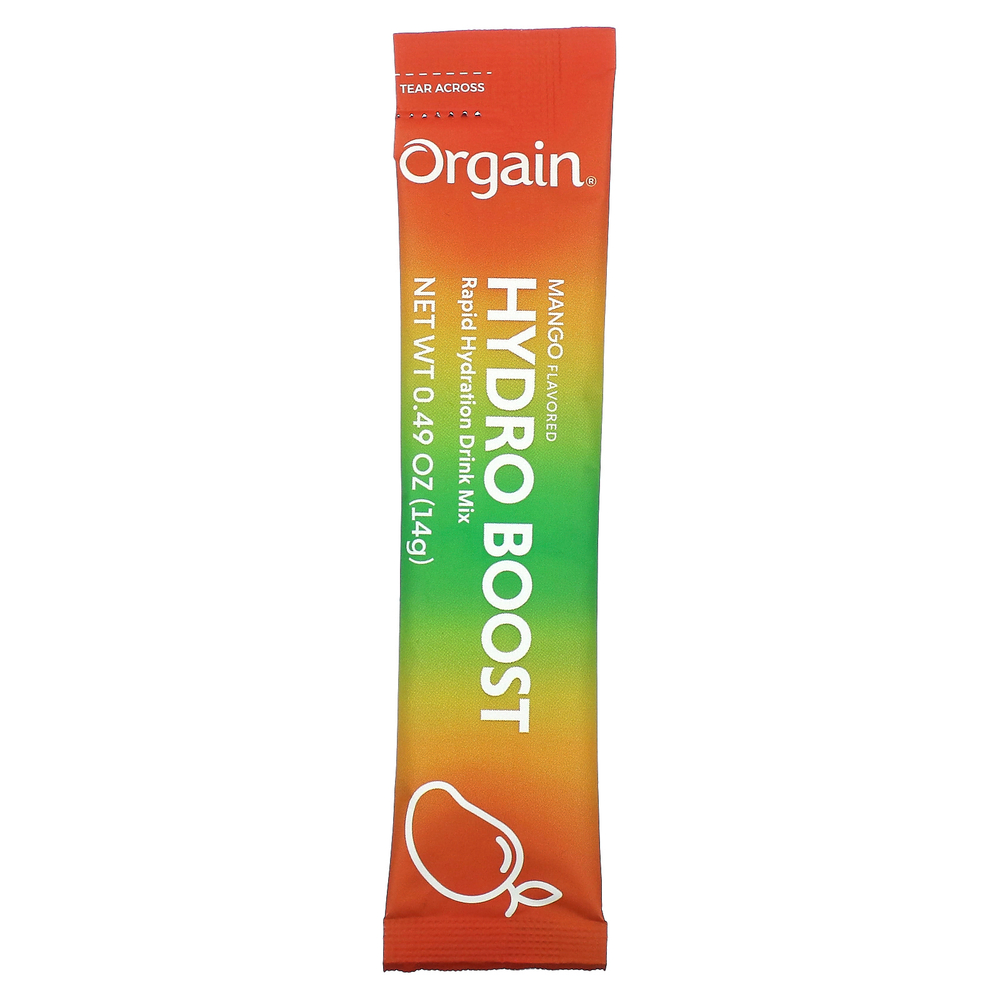 Orgain, Смесь для быстрого увлажнения Hydro Boost, манго, 8 пакетиков по 14 г (0,49 унции)