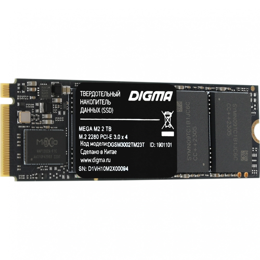 Накопитель SSD Digma 2Tb DGSM3002TM23T Mega M2 M.2 2280