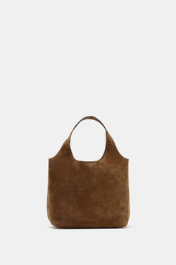 ZARA КОЖАНАЯ МИНИ-СУМКА-ШОПЕР, КОРИЧНЕВЫЙ