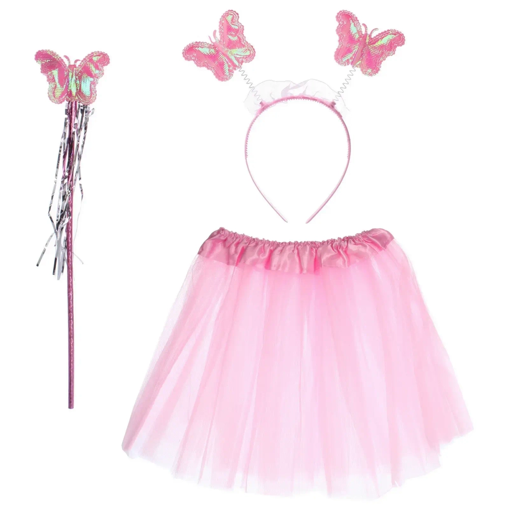 Карнавальный костюм «Волшебство» (юбка, ободок, волшебная палочка), Розовый