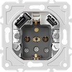 Механизм розетки Schuko 16А 250 В~ с зарядным устройством USB A+C,  5V/3A,  мощность 20W,  на винтах