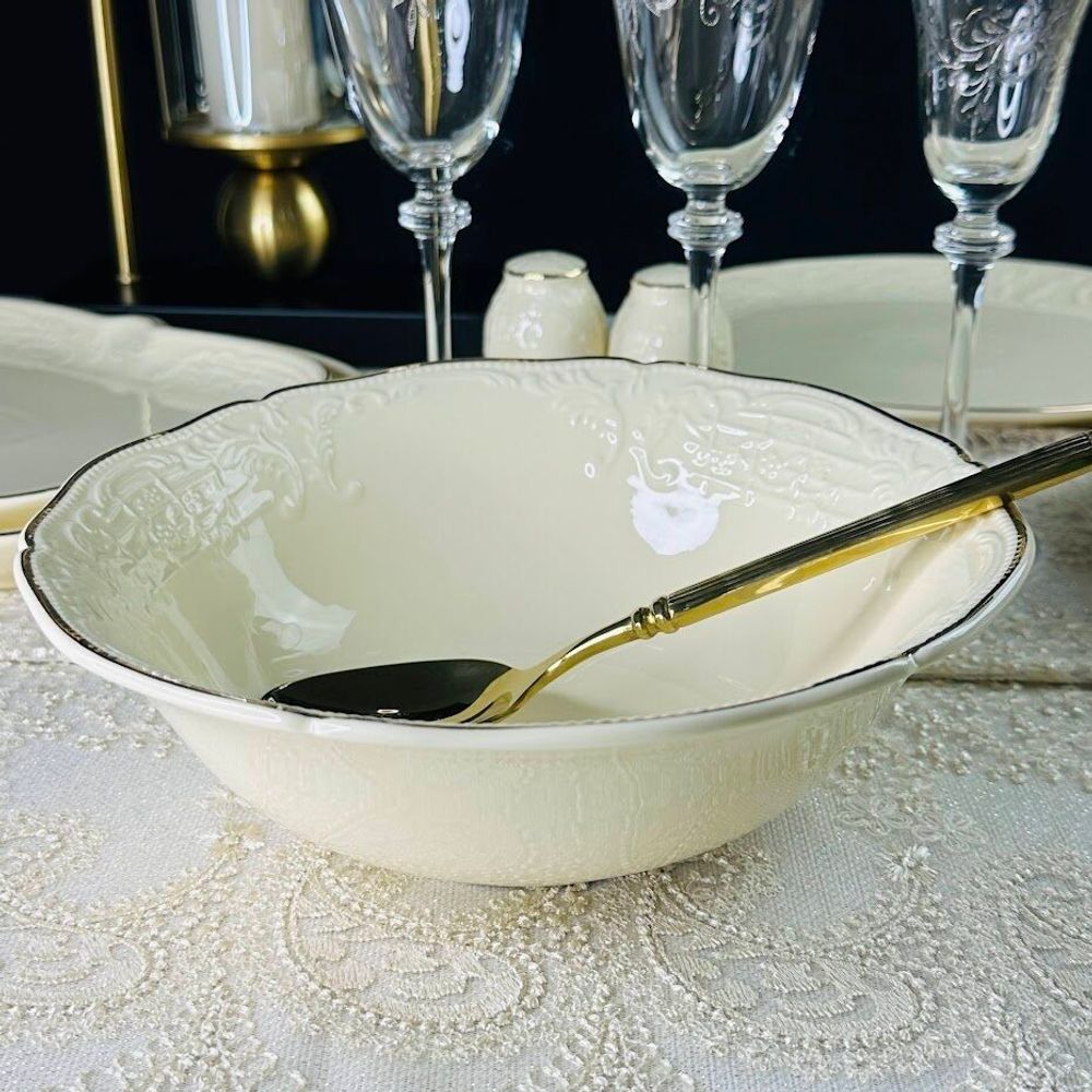 Lenardi 205-398 Салатник 23см ДОМИНИКА КРЕМ в под.уп.(х18)Фарфор