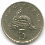 5 центов 1989 год. Ямайка. Кайман. Медно-никель, диаметр 19.4 мм. XF