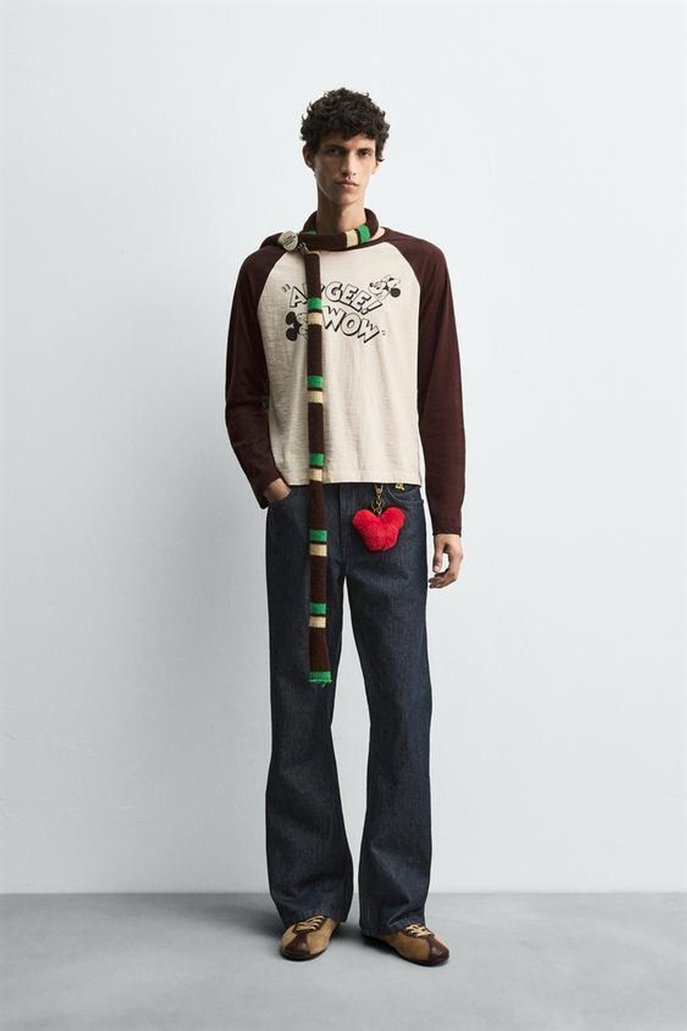 ZARA HARRY LAMBERT X DISNEY ФУТБОЛКА С ПРИНТОМ, КОРИЧНЕВЫЙ