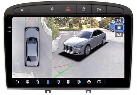 Магнитола для Peugeot 308 2007-2014, 408 2012-2022 - FarCar BX083M-360 монитор 9.5" 2K QLED на Android 13, 6Гб+128Гб, CarPlay, 4G SIM-слот, 4 камеры в комплекте
