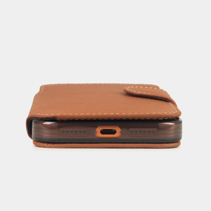 Чехол с картхолдером для iPhone 17 Pro Max из кожи теленка, цвета карамель