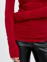 Брусничный лонгслив Джейн с асимметричным вырезом