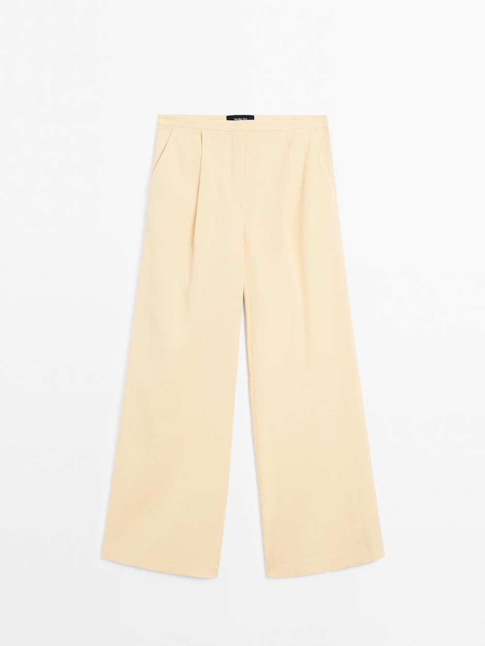 Massimo Dutti Костюмные брюки из смесового льна, бежевый